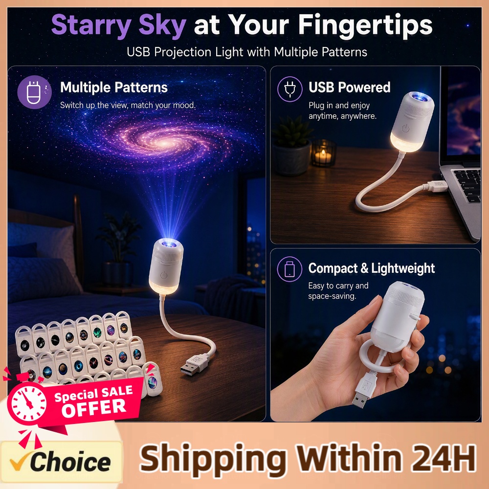 Lighting Decoration For Home - Lâmpada Projetora de Céu Estrelado USB,