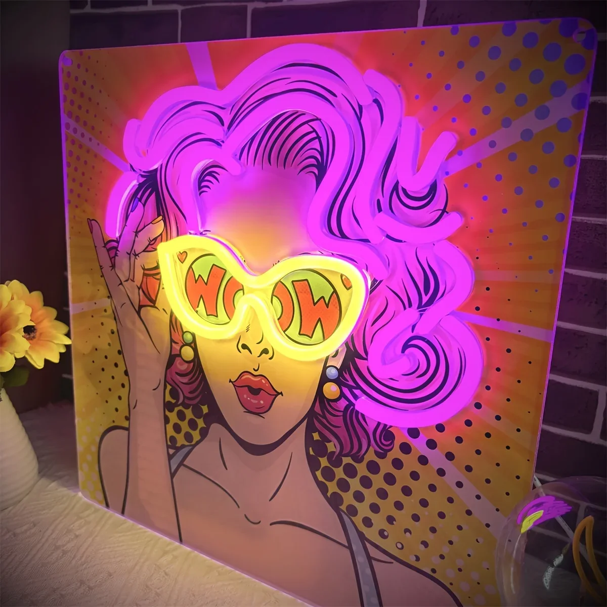 Lighting Decor Wow - Wow senhora pop art led sinal
