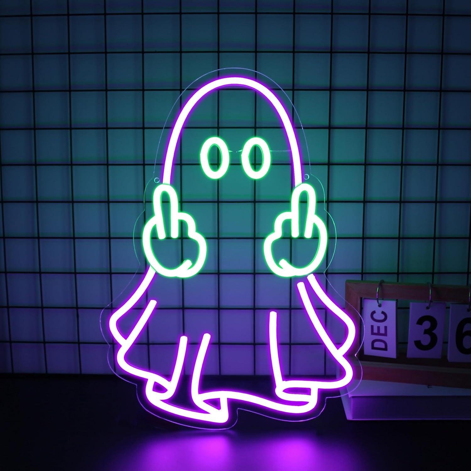 Lighting Decoration For Home - Letreiro Neon Fantasma com Alimentação USB,