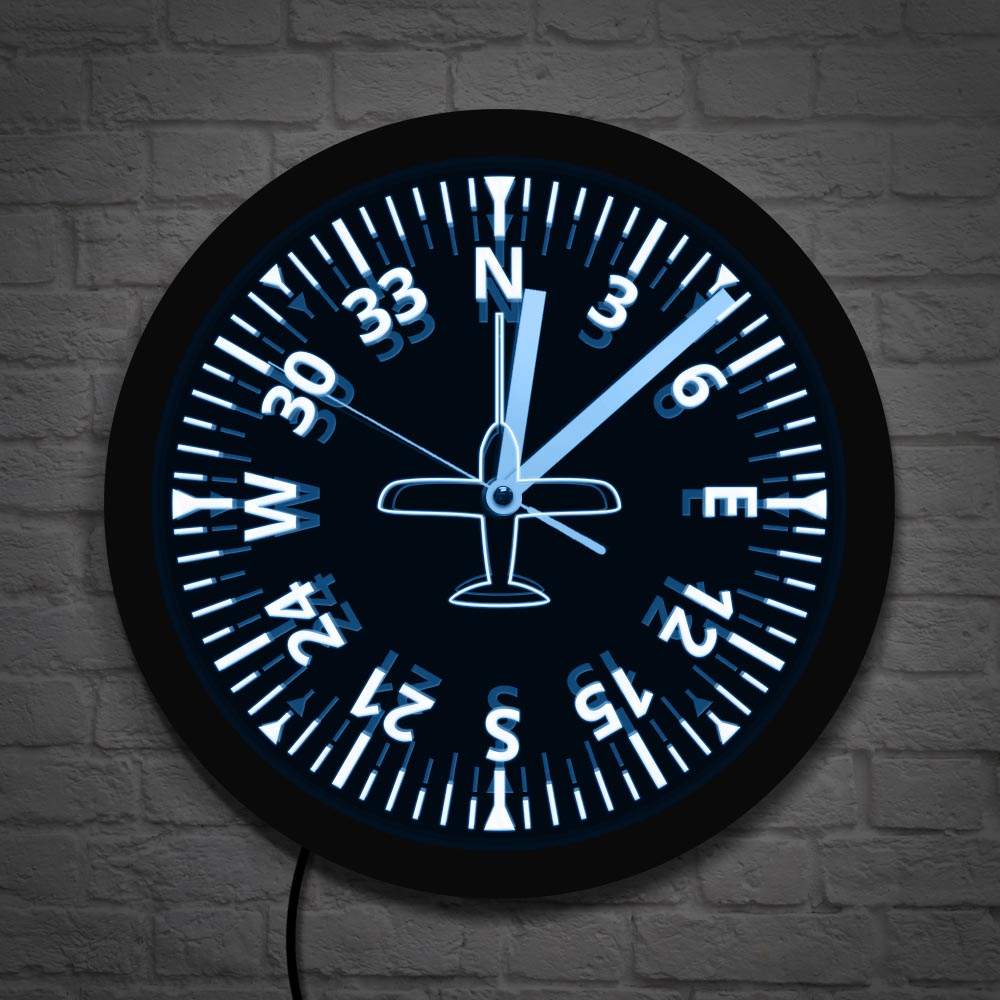 Lighting Home Decor Wall Clocks - Aviões calibres instrumentos cockpit aviação led