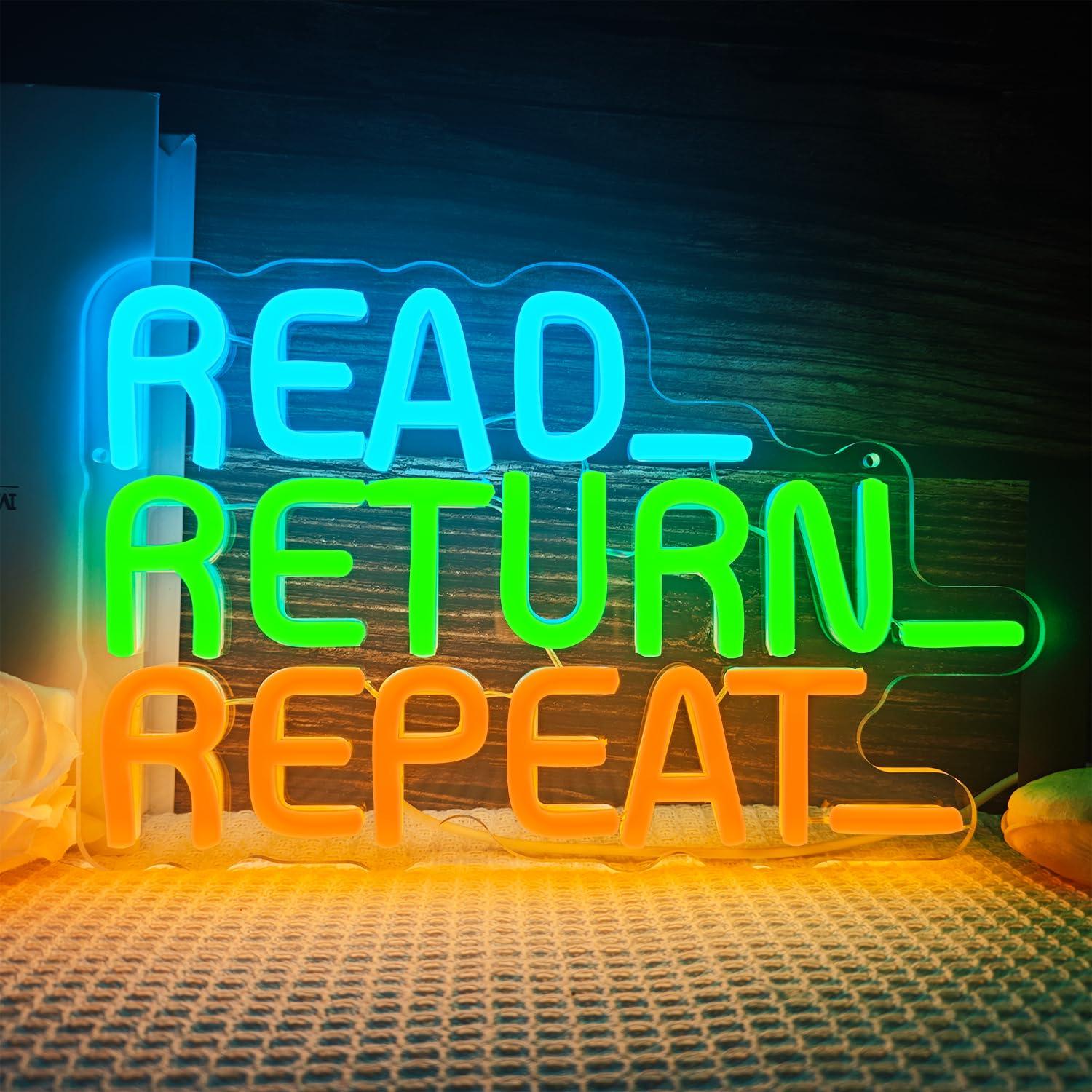 Decor Lighting Returns - Letreiro Neon 'Leia, Repete, Repetir' com