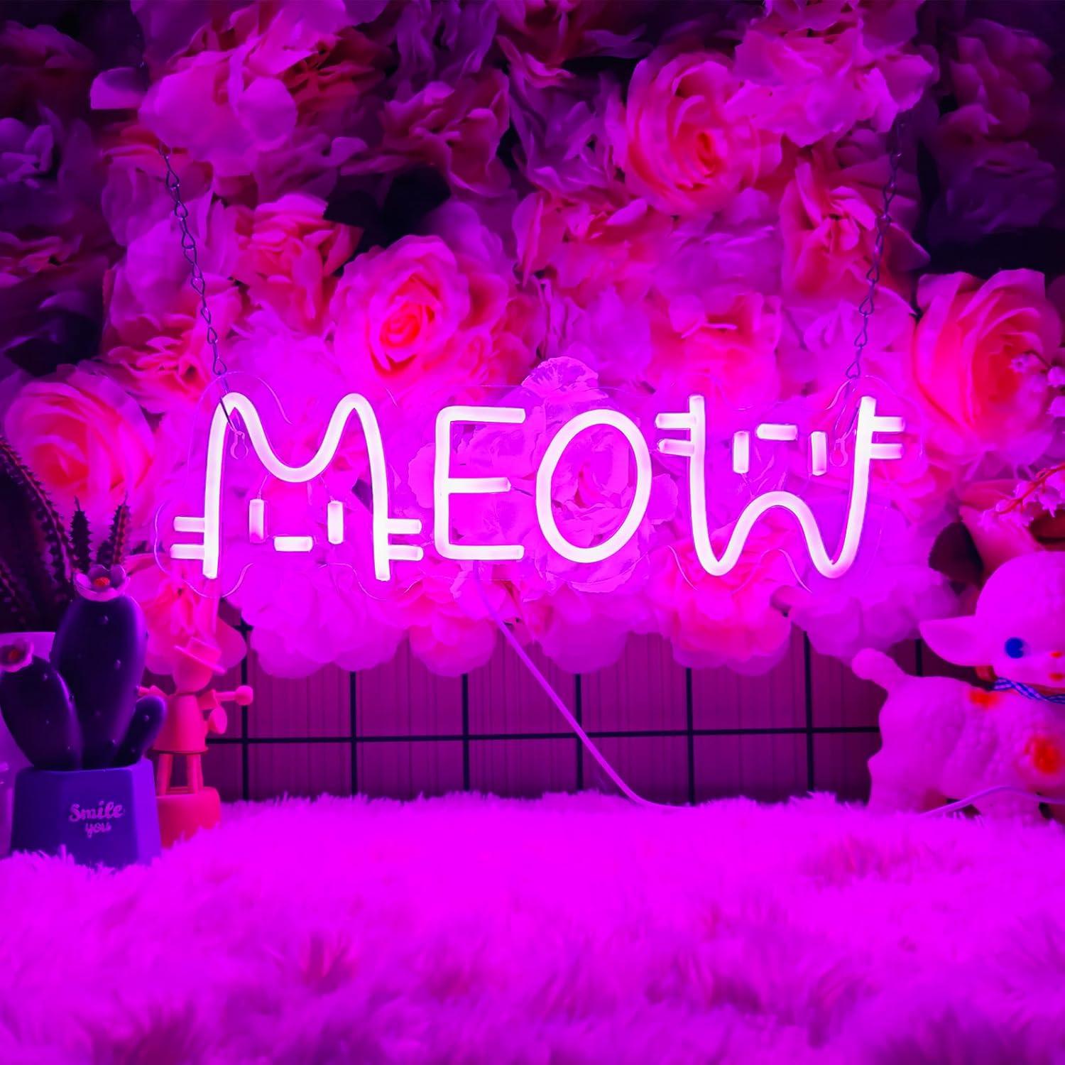 Lighting Decoration For Home - Letreiro Neon Gato Meow com LED