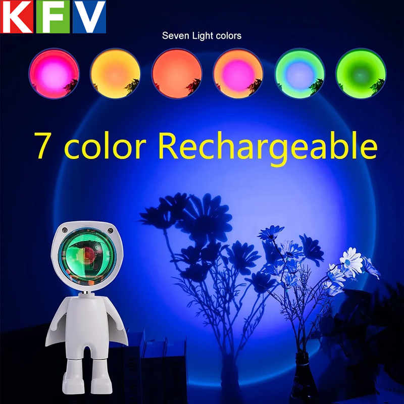 Sunset Lamp Projection - Astronauta robô arco-íris projeção sol lâmpada