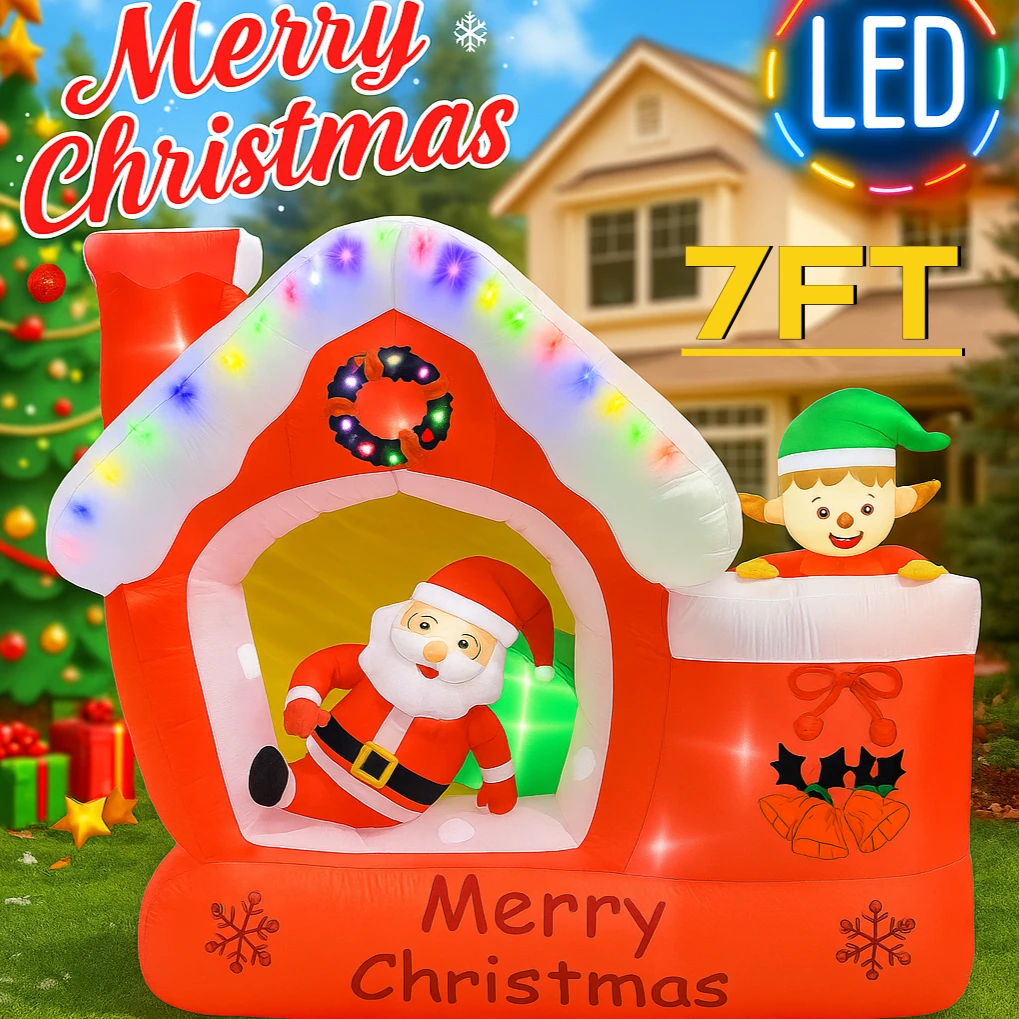 Santa'S Elves Holiday Lighting & Decor Llc - 7ft gigante natal inflável papai noel