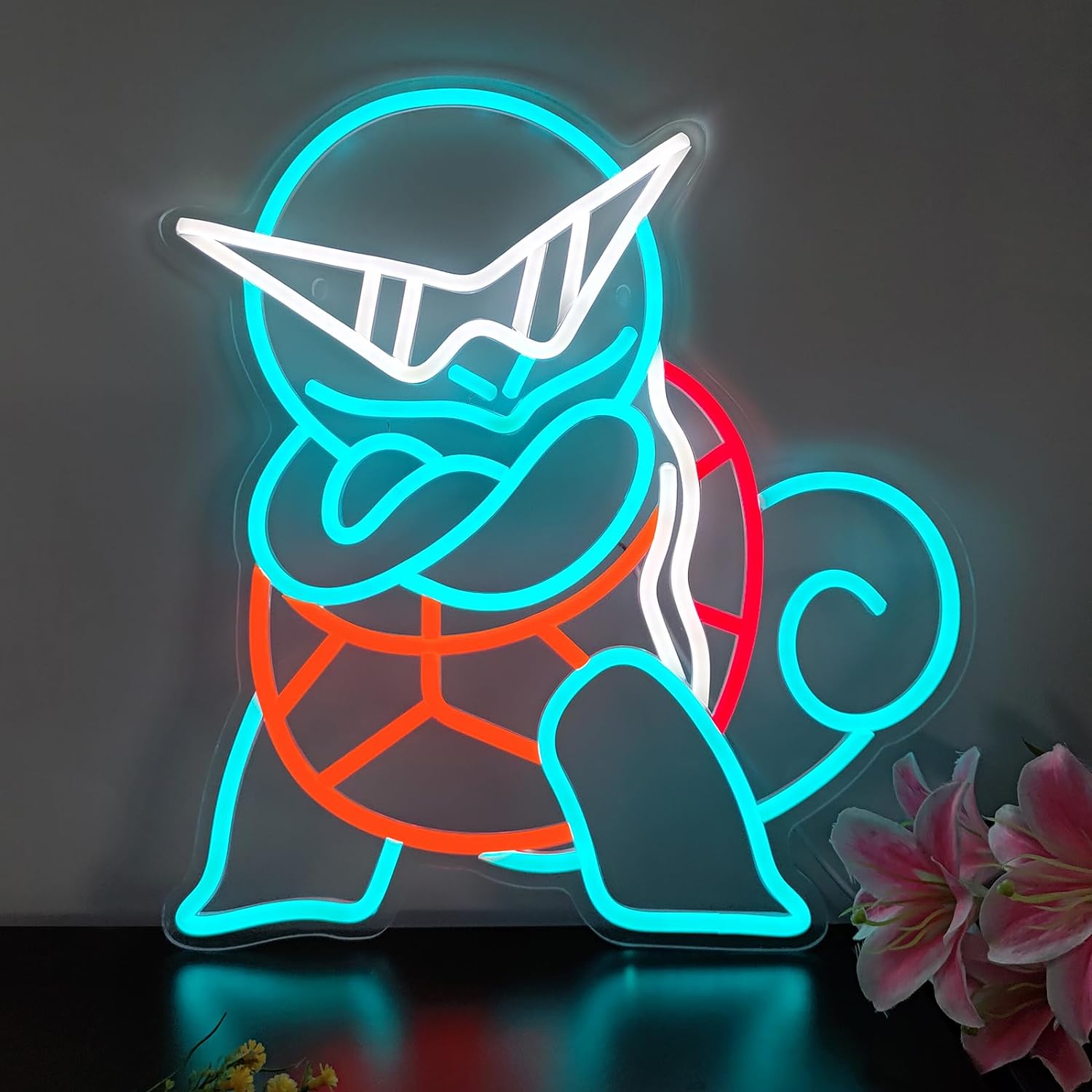 Decor Lighting Fans - Letreiro Neon LED Pokemon Squirtle, Luz