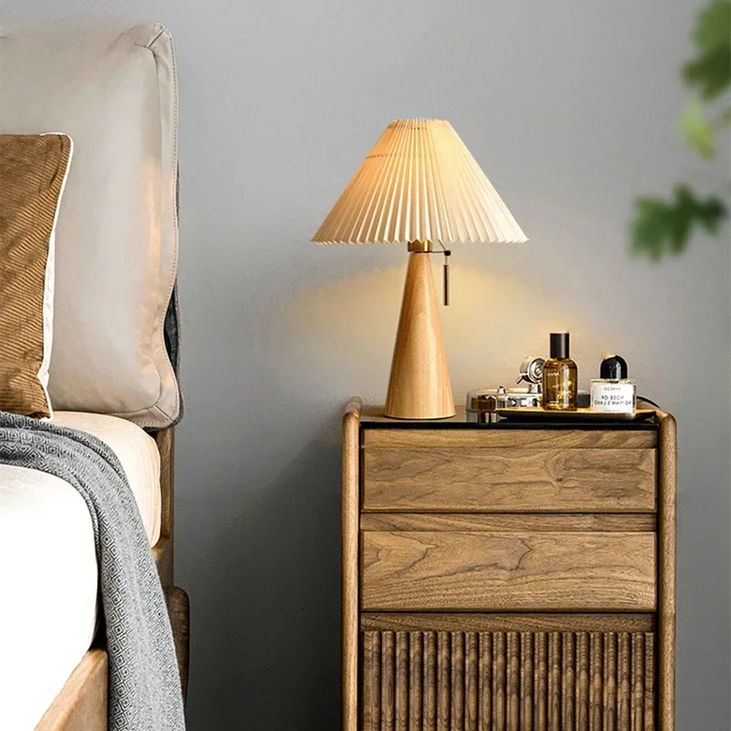 Lighting Decoration For Home - Luminária de mesa retrô plissada, estilo