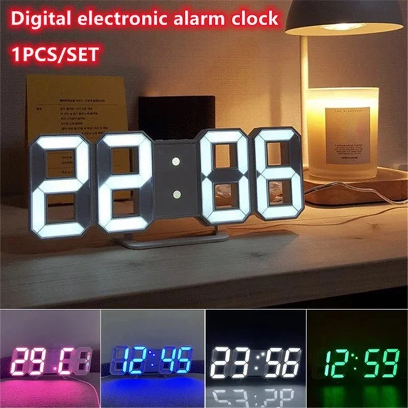 Ajustável 3D Digital Relógio d - Lighting Home Decor Wall Clocks avaliação e preço