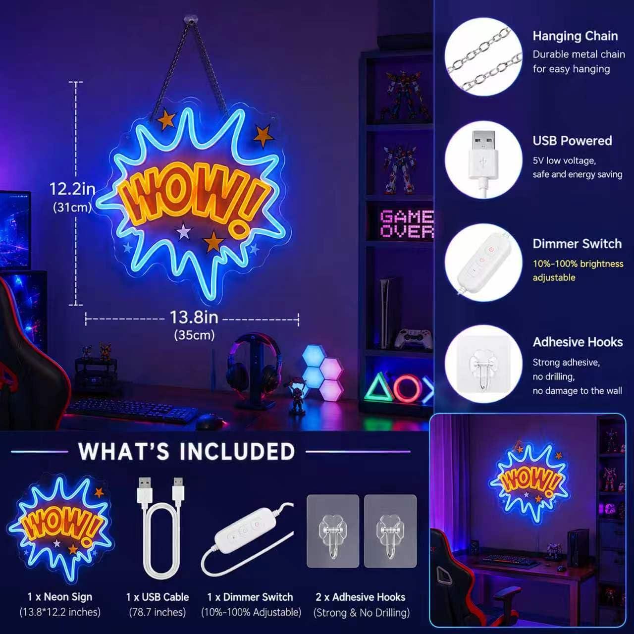 Letreiro Neon WOW com LED Regu - Lighting Decor Wow avaliação e preço