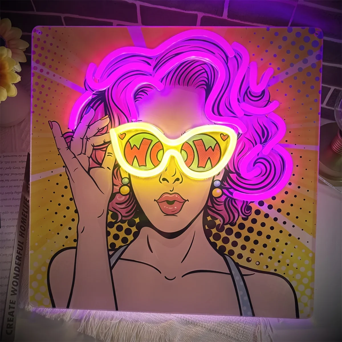 Wow senhora pop art led sinal  - Lighting Decor Wow avaliação e preço