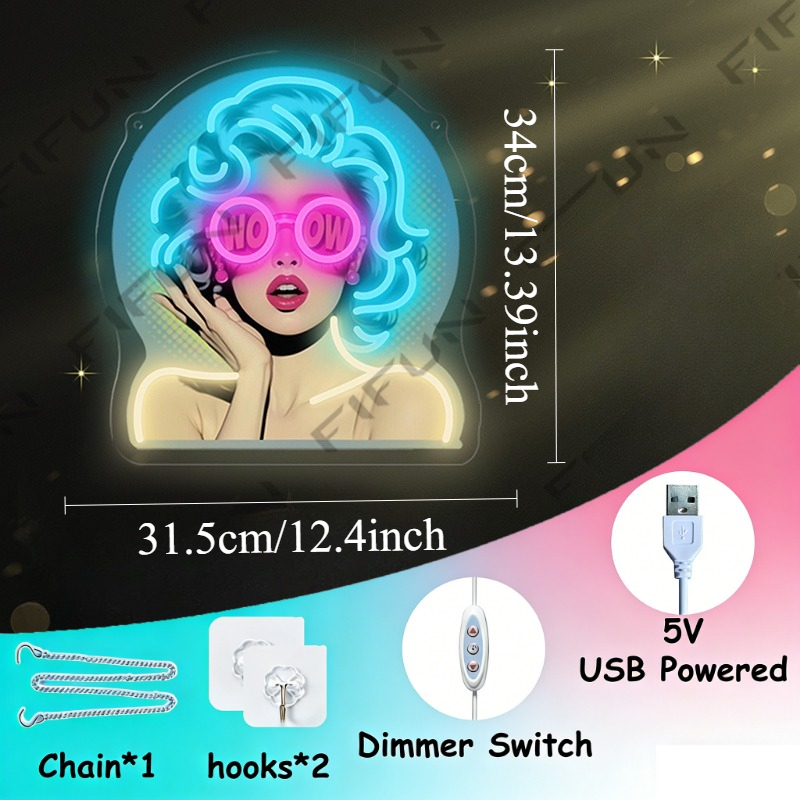 Letreiro Neon WOW Curl Girl co - Lighting Decor Wow avaliação e preço