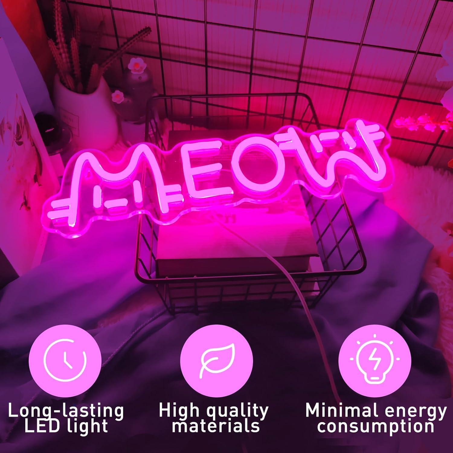 Letreiro Neon Gato Meow com LE - Lighting Decoration For Home avaliação e preço