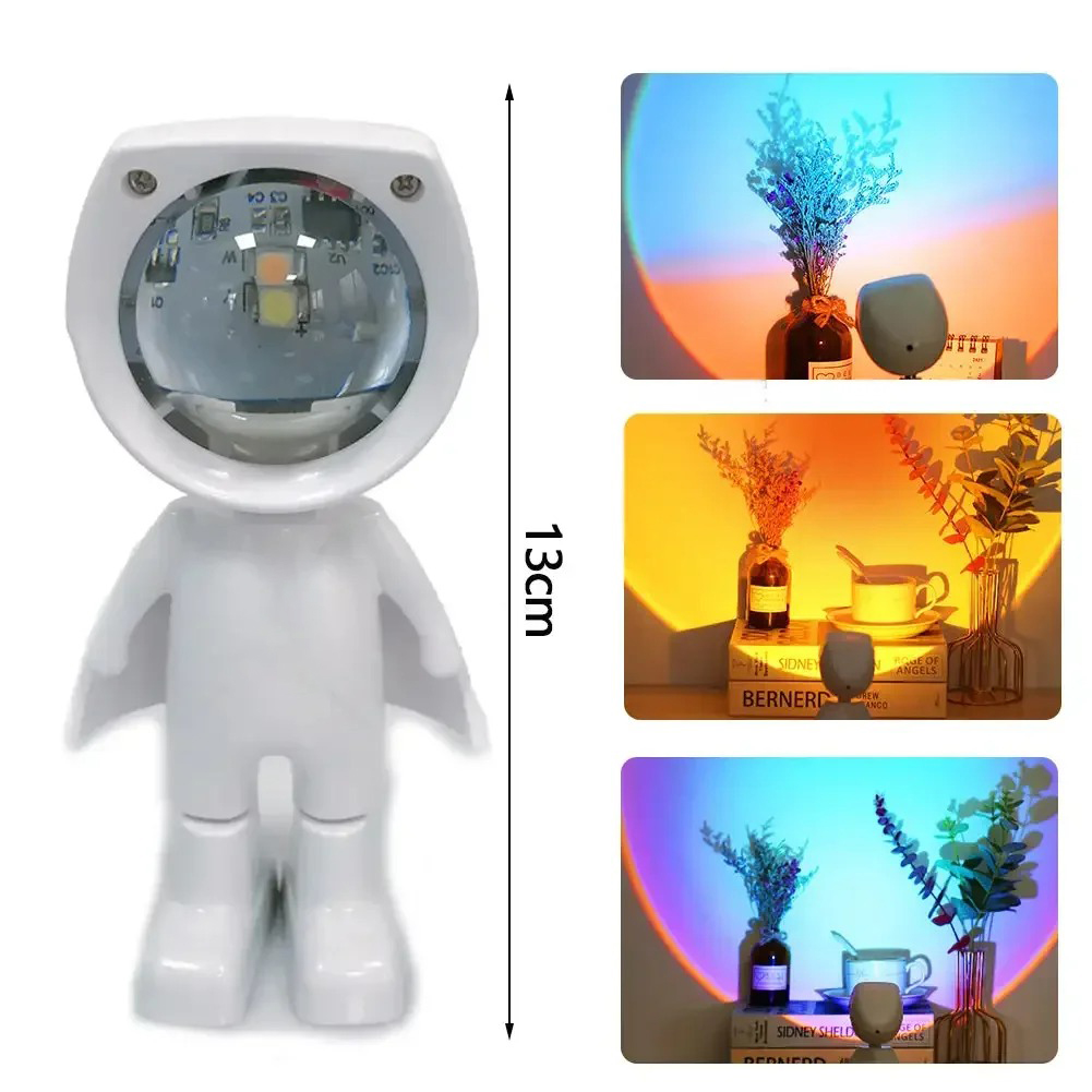 Astronauta robô arco-íris proj - Sunset Lamp Projection avaliação e preço