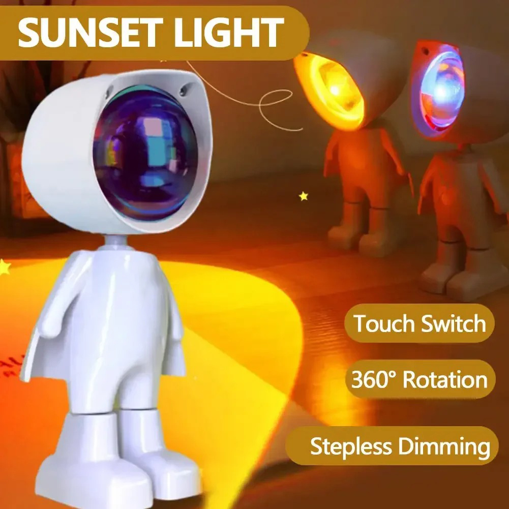 Astronauta robô arco-íris proj - Sunset Lamp Projection avaliação e preço