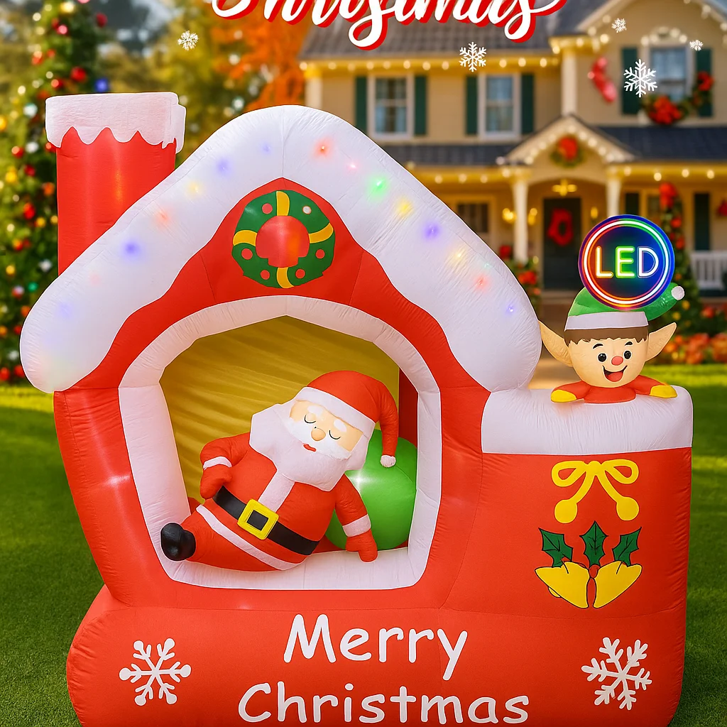 7ft gigante natal inflável pap - Santa'S Elves Holiday Lighting & Decor Llc avaliação e preço