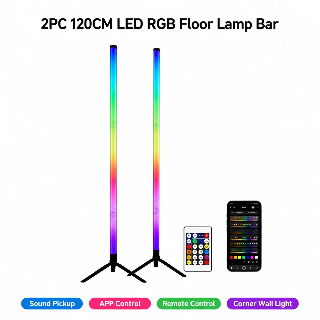 2PCS Luminária de Chão RGB de  - Lighting Decoration For Home avaliação e preço