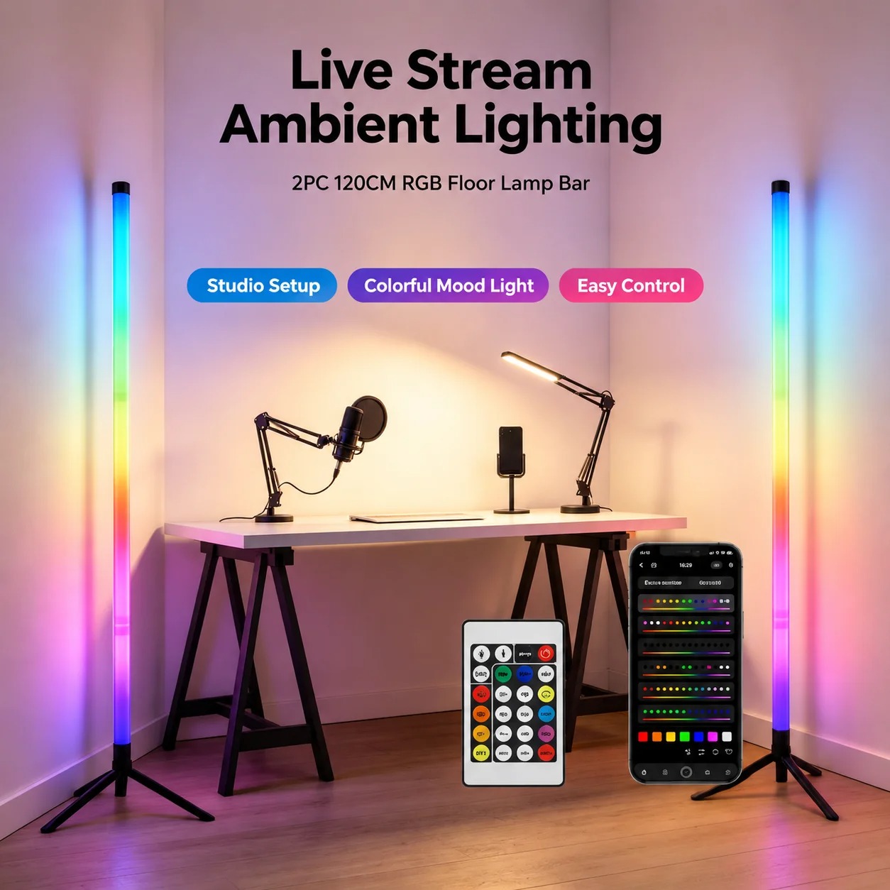 2PCS Luminária de Chão RGB de  - Lighting Decoration For Home avaliação e preço