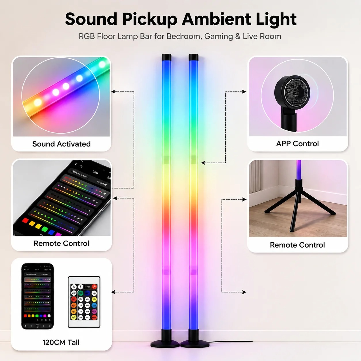 2PCS Luminária de Chão RGB de  - Lighting Decoration For Home avaliação e preço