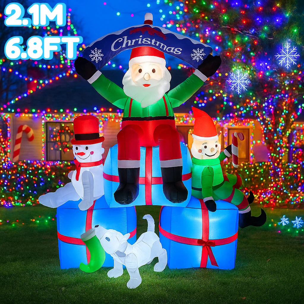 2.1m/6.8ft santa boneco de nev - Santa'S Elves Holiday Lighting & Decor Llc avaliação e preço