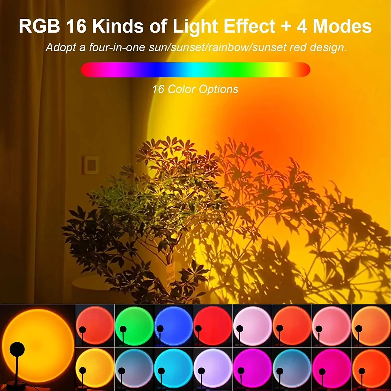 Lâmpada de pôr do sol de 16 co - Sunset Lamp Projection avaliação e preço